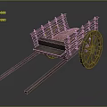 Traditional Wooden Stone Cart With Handcrafted Wood Frame And Spoked Wheels
