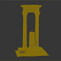 Classic Roman Columns with Unity Inscription and Central Stone Tablet on Square Base 3d model