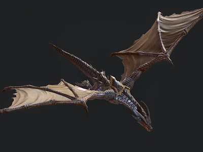 3D Rendered Dragon With Rider Flying In Dark Background Scene 3d model