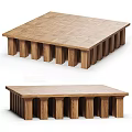 Wooden Coffee Table With Textured Tabletop And Multiple Column Legs Design 3d model
