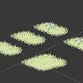 Four Green Grass Patches Arranged On Gray Background With Natural Green Color