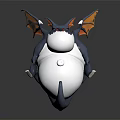 Chubby Cartoon Dragon Character 3D Model With Blue Body White Belly And Orange Wings