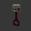 Mechanical Engine Piston Component with Cylindrical Head and Metal Connecting Rod