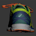 Bright Yellow ASICS Running Shoes With Orange Laces And Blue Accents For Sports