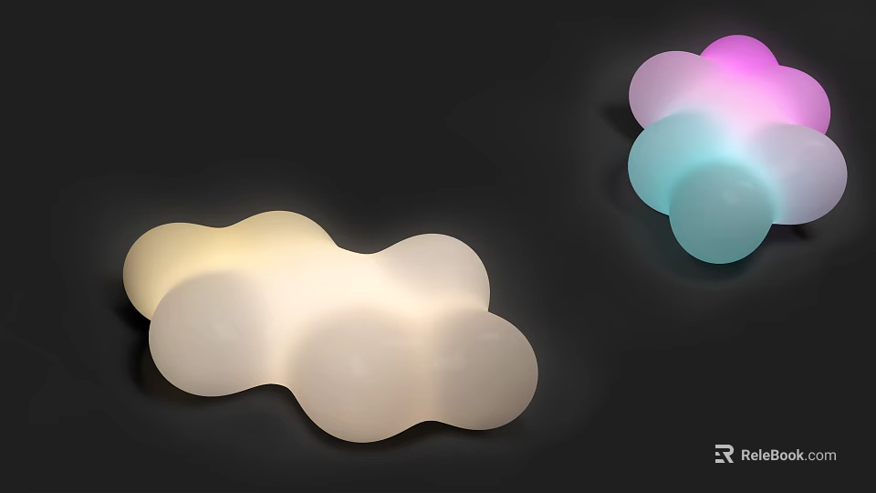 Colorful Cloud Shaped Decorative Lights with Soft Illuminated Glow and Modern Design 3d model 
