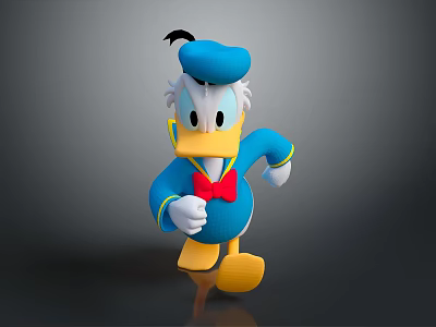 Donald Duck Game Movie Character In Blue Outfit Blue Cap Red Bow Tie Running Pose 3d model
