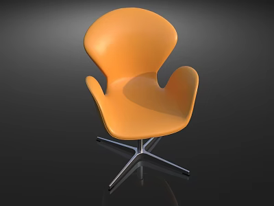 Orange Modern Leisure Chair with Curved Backrest and Smooth Chrome Metal Base 3d model