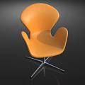 Orange Modern Leisure Chair with Curved Backrest and Smooth Chrome Metal Base