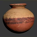 Traditional Hand Carved Clay Sculpture With Red Rim Earthy Yellow Body And Intricate Black Patterns