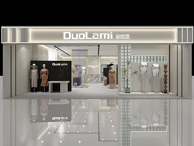 DuoLami Clothing Store Modern Interior With Mannequins And Window Fashion Displays 3d model