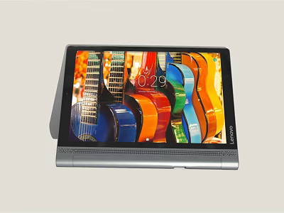 Lenovo Foldable Laptop With Modern Design Touch Screen Displaying Colorful Guitars 3d model