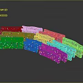 Anatomical Blue 3D Organ Structure Model with Hair Follicles and Red Dots