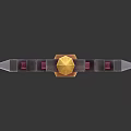 Decorative Battle Hammer With Red Shaft Golden Accents And Black Blades