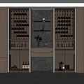 Modern Wooden Wine Cabinet With Wine Racks Decorative Shelves And Lighting