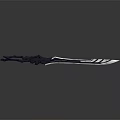 Sharp Fantasy Style Sword With Intricate Black Silver Design And Decorative Metal Hilt