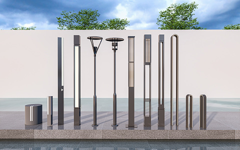 Modern street lamp landscape lamp column garden lamp lawn lamp high pole lamp outdoor lamp landscape lamp combination 3d model