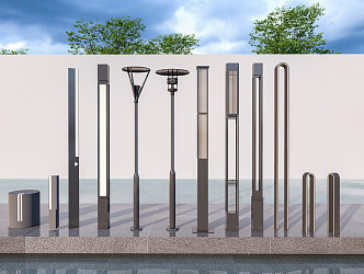 Modern street lamp landscape lamp column garden lamp lawn lamp high pole lamp outdoor lamp landscape lamp combination 3d model