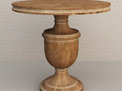 Classic Wooden Coffee Table With Round Top And Carved Pedestal Base Design 3d model