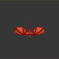 Mythical Red Dragon Game Movie Character With Wings And Golden Details