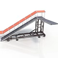 Portable Mobile Ramp Structure With Orange Canopy Metal Frame And Wheels