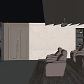 Luxurious Home Theater With Starry Ceiling Golden Accents Projector Comfortable Seats And Large Screen