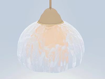 Elegant White Glass Pendant Light With Textured Design And Golden Top 3d model
