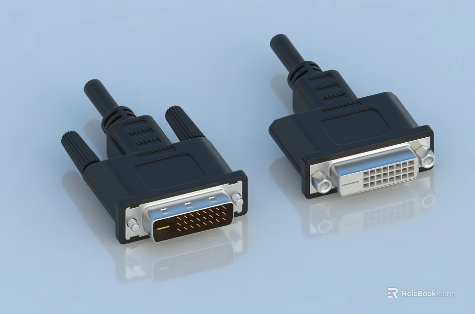 Two Black Mobile Digital Connectors with Metal Interface for Device Connections 3d model 