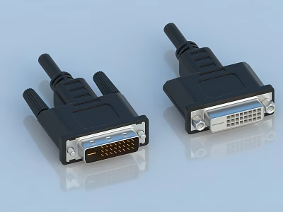 Two Black Mobile Digital Connectors with Metal Interface for Device Connections 3d model