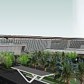 Modern Office Building With Glass Curtain Wall Landscaped Surroundings And Parking Space