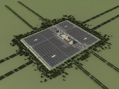 Modern Bird's Eye View of New Countryside 3d model