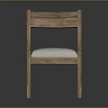 Modern Wooden Frame Leisure Chair With Armrests And Light Colored Padded Seat