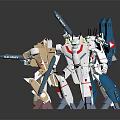 Colorful Robot Action Figures With Mechanical Armor And Weapon Accessories In Dynamic Poses