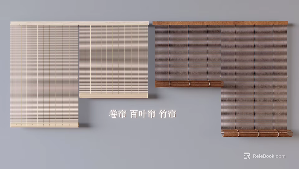 Stylish Bamboo Blinds And Roller Blinds For Modern Home Decor Design 3d model