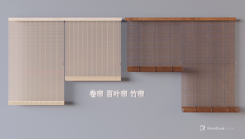 Stylish Bamboo Blinds And Roller Blinds For Modern Home Decor Design 3d model 