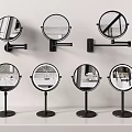Modern Circular Mirrors With Black Frames Wall Mounted And Tabletop Designs 3d model