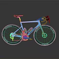 Sleek Blue Road Bicycle With Gold Rimmed Vittoria Wheels And Modern Design