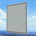 White Exterior Roller Shutter With Blue Sky And City View Background 3d model