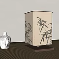 New Chinese Style Simple National Style Retro Bedside Lamp Zen Ancient Style Night Lamp Bamboo Leaf Small Table Lamp Simple National Style Bedside Lamp Zen Ancient Night Lamp 3d model