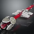 Detailed Spacecraft Model with Red Structural Components and White Modules for Cosmic Exploration 3d model