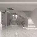 Modern Hair Salon Interior With Round Ceiling Light Marble Floors Salon Chairs And Mirrors