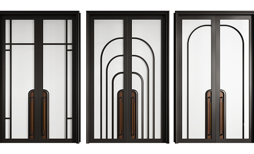 Modern double door entry door 3d model