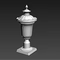 Black Decorative Outdoor Light With Column Style Square Base And Transparent Shade For Garden Courtyard