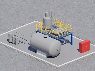 Fire Station Facilities Featuring Storage Tanks Safety Platforms And Red Equipment Box 3d model