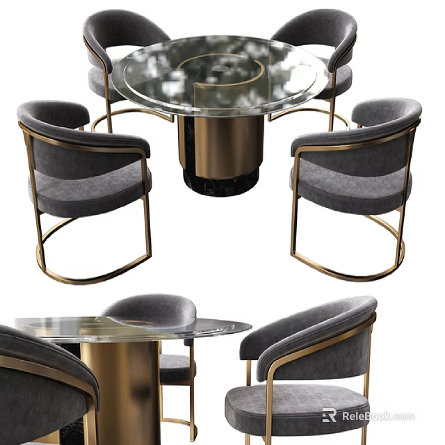 Elegant Modern Luxury Reception Desk Design With Brass Frame And Glass Top 3d model 
