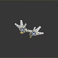 Mechanical Game Movie Character With White Yellow Blue Color And Winged Glowing Parts