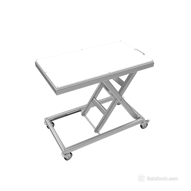 Mobile Adjustable Lifting Table With Aluminum X Frame Platform And Lockable Wheels 3d model 