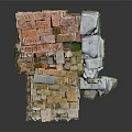 Constructed Stacked Red Bricks And Gray Stone Blocks Architectural Structure With Textured Surfaces