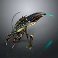 Sci Fi Ferocious Game and Movie Character With Glowing Antennae And Sharp Claws