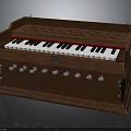 Vintage Wooden Harmonium Musical Instrument With Keyboard And Decorative Metal Buttons