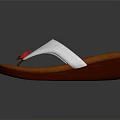Brown Sole Flip Flops With White Strap And Red Flower Decoration